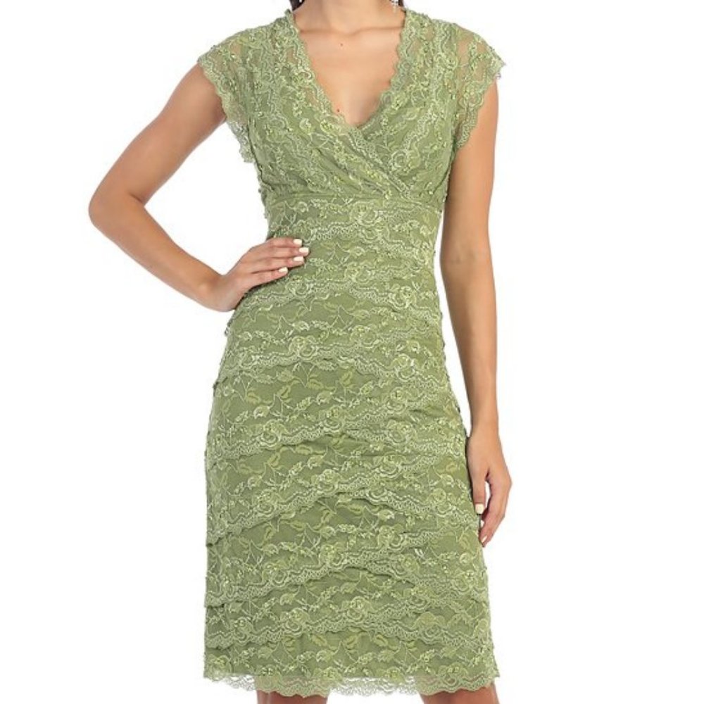 🌟May Queen || Olive Embroidered V-Neck Dress